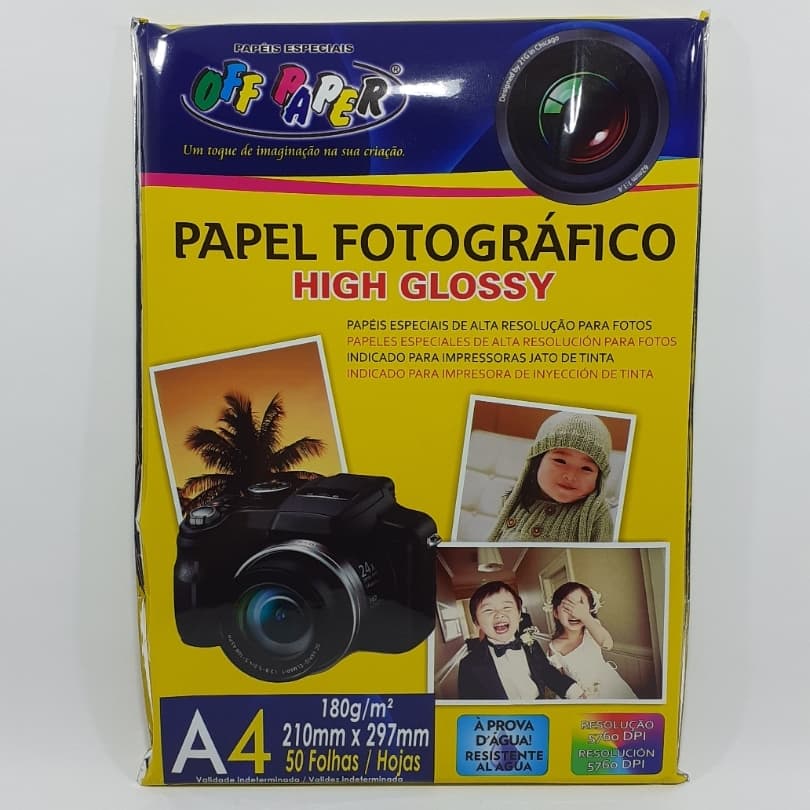 Papel Fotografico Paper High Glossy A4 50Folhas 180 Gramas Off Paper