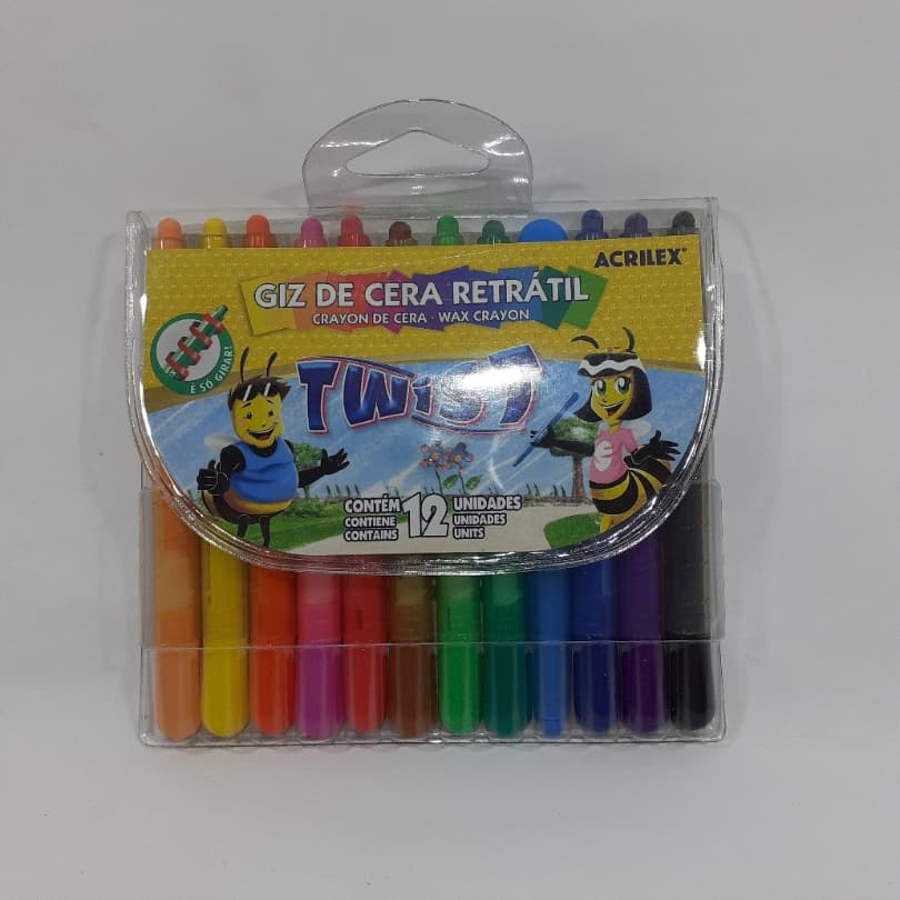 Gis De Cera Retratil Twist 12 cores Acrilex